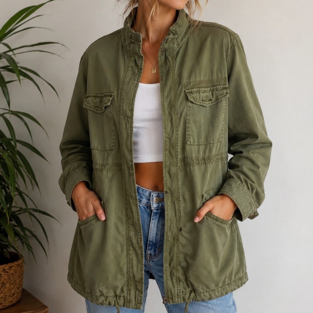 BKE Army style Green Lightweight Jacket‎ Size S